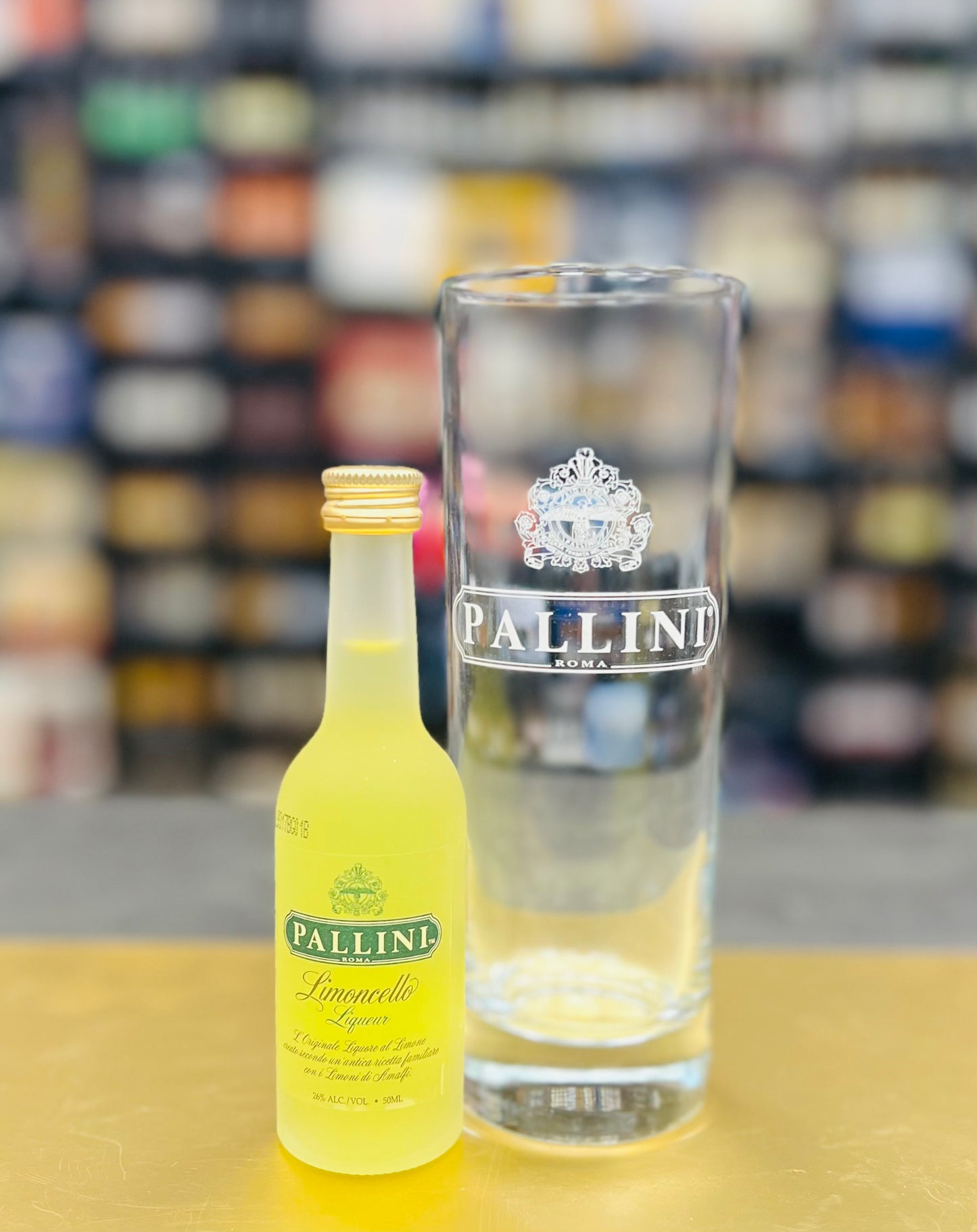 Pallini Limoncello 5cl Gift Pack with pallini branded glass